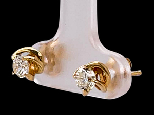 12 Carat Diamond Stud Estate Earring in 14k Yellow Gold $1200 VIDEO