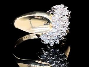 Wave Diamond Cluster Ring in Yellow Gold