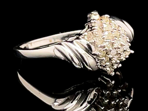 Center Cluster Diamond Ring in White Gold VIDEO