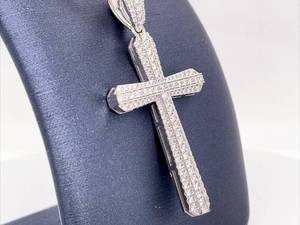 Amazing 1.40 Carat Diamond Cross Pendant Necklace in 14k White Gold $6,400 Retail VIDEO