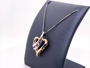 Ruby and Diamond Heart Shaped Estate Pendant in Two-Tone Gold $699 Retail VIDEO