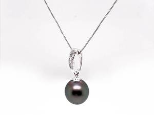 Fine Tahitian Pearl and Diamond Estate Pendant in Platinum $1,925 Retail VIDEO