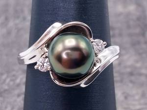Fine Tahitian Pearl and Diamond Estate Ring  in 14k White Gold $1,625 Retail