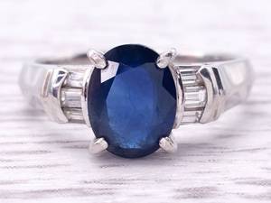 1.94 Natural Sapphire and Diamond Estate Ring in Platinum $5,800 Retail