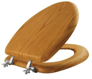 lot 276 image: Mayfair Elongated Closed Front Toilet Seat in Natural Oak