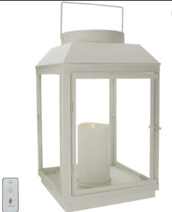 lot 278 image: Martha Stewart IndoorOutdoor 17 Lantern wPillar Candle Remote Decor Home Decoration - Ivory