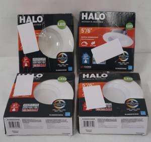 lot 262 image: Halo RL 5 in. and 6 in. 2700K-5000K White Integrated LED Recessed Ceiling Light Trim at Selectable CCT, (665 Lumens) RL56069S1EWHR - Set of 4