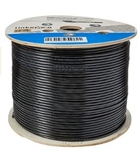 lot 204 image: LinkedPro CAT5e Cable 1000ft Ethernet Cable Spool, Designed for Outdoor use, Black Color, UL, Direct Burial Wire - PROCAT5EGELX