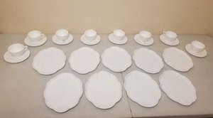 lot 18 image: Large Collection of 17 Harvest  Milk glass Pieces By Colony