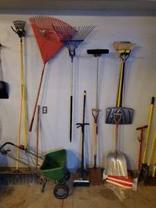 lot 124 image: Collection Of Lawn Tools And Garage Items