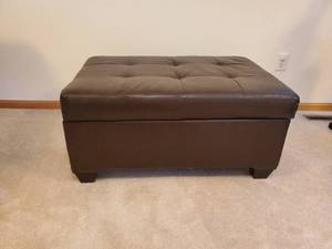 lot 128 image: Leather Or Similar Material Storage Ottoman