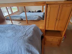 lot 139 image: Slumberland King Size Bed Frame With Cabinets