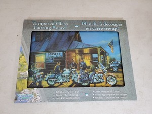 lot 16 image: New Tempered Glass Motorcycle Themed Cuttingboard
