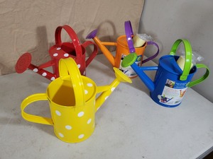 lot 76 image: 4 New Metal Watering Cans for Kids