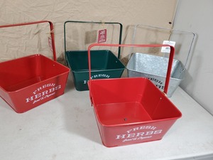 lot 102 image: 4 New Herb Caddies with Handles  Planters
