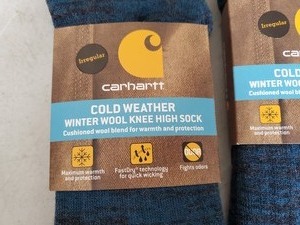 lot 121 image: 2 New Pair of Carhartt Cold Weather Winter Wool Knee High Socks Irregular
