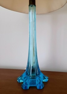 Pair of Vintage Blue Glass Table Lamps