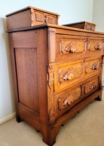 Beautiful Burled Antique Wood Dresser