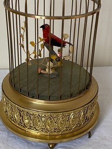 Simply Wonderful Vintage Mechanical Singing Bird in Cage