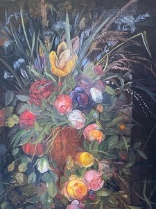 Beautifully Framed Floral Oil on Canvas by Jan Emil Tuche
