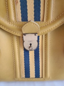 Vintage Yellow Leather and Canvas Tote