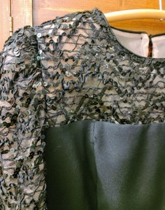 Vintage Black Sequined Satin Dress