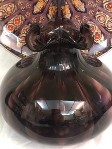Fun Glass Platter and Purple Glass Vase