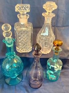Five Vintage Decanters