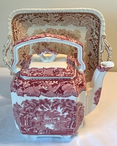 Masons Teapot and Handled Plate