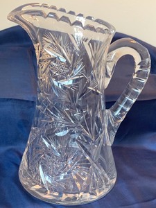 Vintage Cut Glass Items Vase, Decanter, Pitcher, CreamerSugar