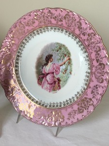 Two Beautiful Vintage Plates (Austria) and Meissen Candle Holder