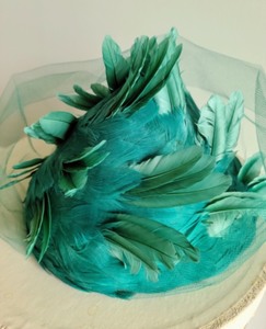 Amazing Teal Feathered Vintage Hat
