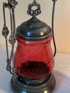 Antique Cranberry Pickle Castor