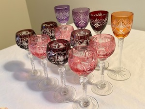 Colorful Vintage Cut Glass Stemware