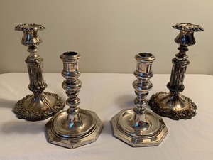 Two Pairs of Silver Plate Candle Holders