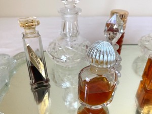 Vintage Mirror VanityDresser Tray w Perfume Bottles