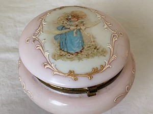 Vintage VanityDresser Trinket Boxes and Small Hand Held Mirror