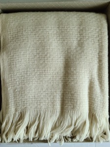 Fabrio Cream Wool Throw Blanket