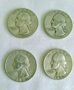 Set of Six Silver Quarters