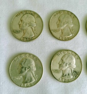 Set of Six Silver Quarters