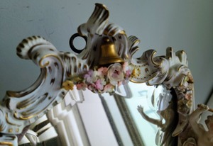 Ornate Porcelain Cherub Mirror