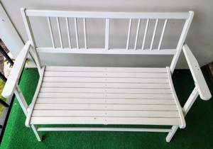 White Painted Folding Wood Bench