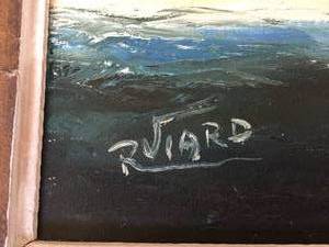 lot 29 image: Raoul Viard Sailboat Painting with Ornate Frame