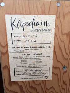 lot 43 image: Two Large Vintage Corner Horn Klipschorn Speakers