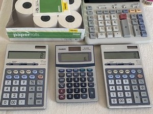 lot 227 image: Sharp Adding Machine and Paper Rolls and Calculators