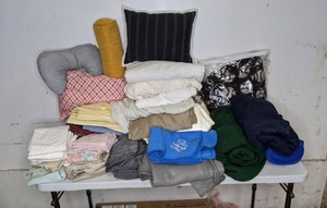lot 105 image: Pillows, Window Treatments, Sheets, etc.
