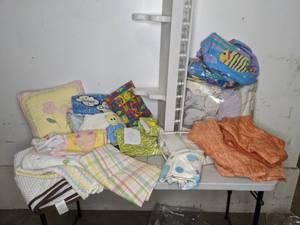 lot 108 image: Wall Shelf & Kids Linens