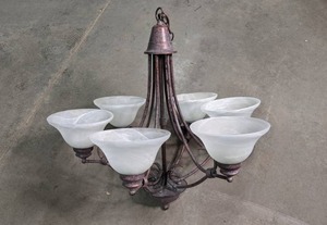 lot 200 image: Six Shade Chandelier w Bronze Finish