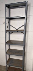 lot 56 image: Tall & Narrow Metal Shelving Unit