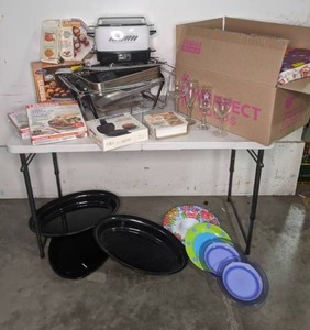 lot 126 image: Crock Pot, Kitchen Gadgets, Stemware, etc.